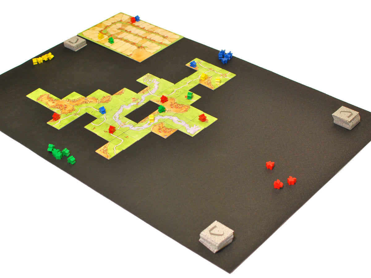 24&quot; x 36&quot; Board Game Mat Nonslip Rubber Side with Carcassonne Tiles