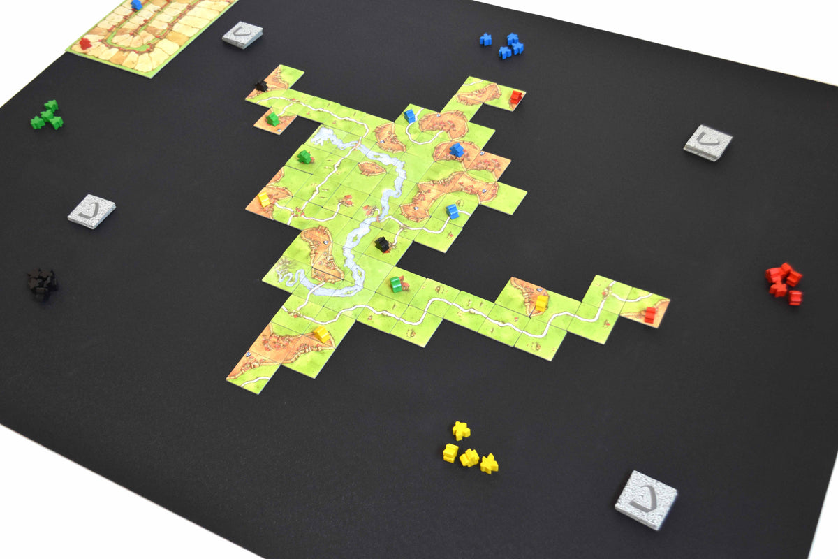 36&quot; x 48&quot; Board Game Mat Nonslip Rubber Side with Carcassonne Tiles