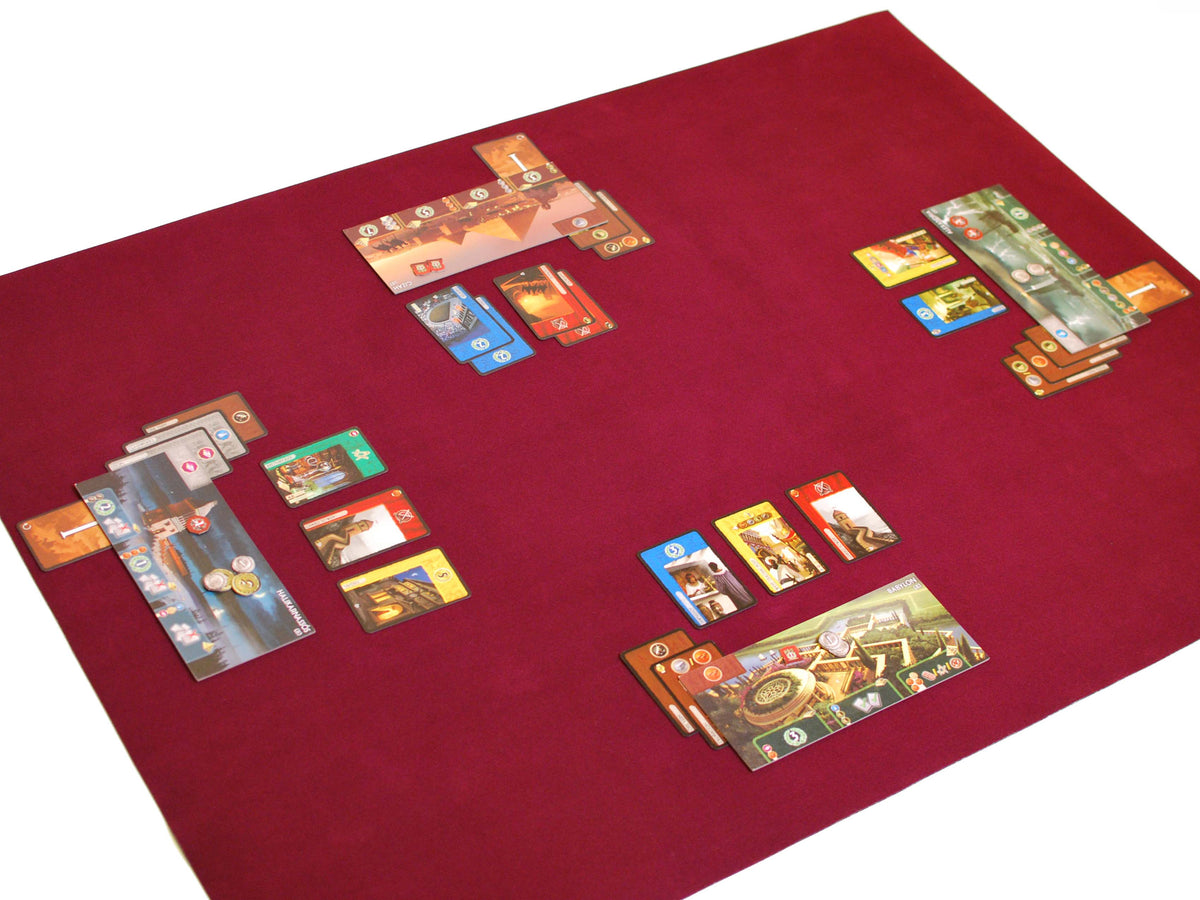 36&quot; x 48&quot; Board Game Mat Burgundy Felt Seven Wonders Card Game